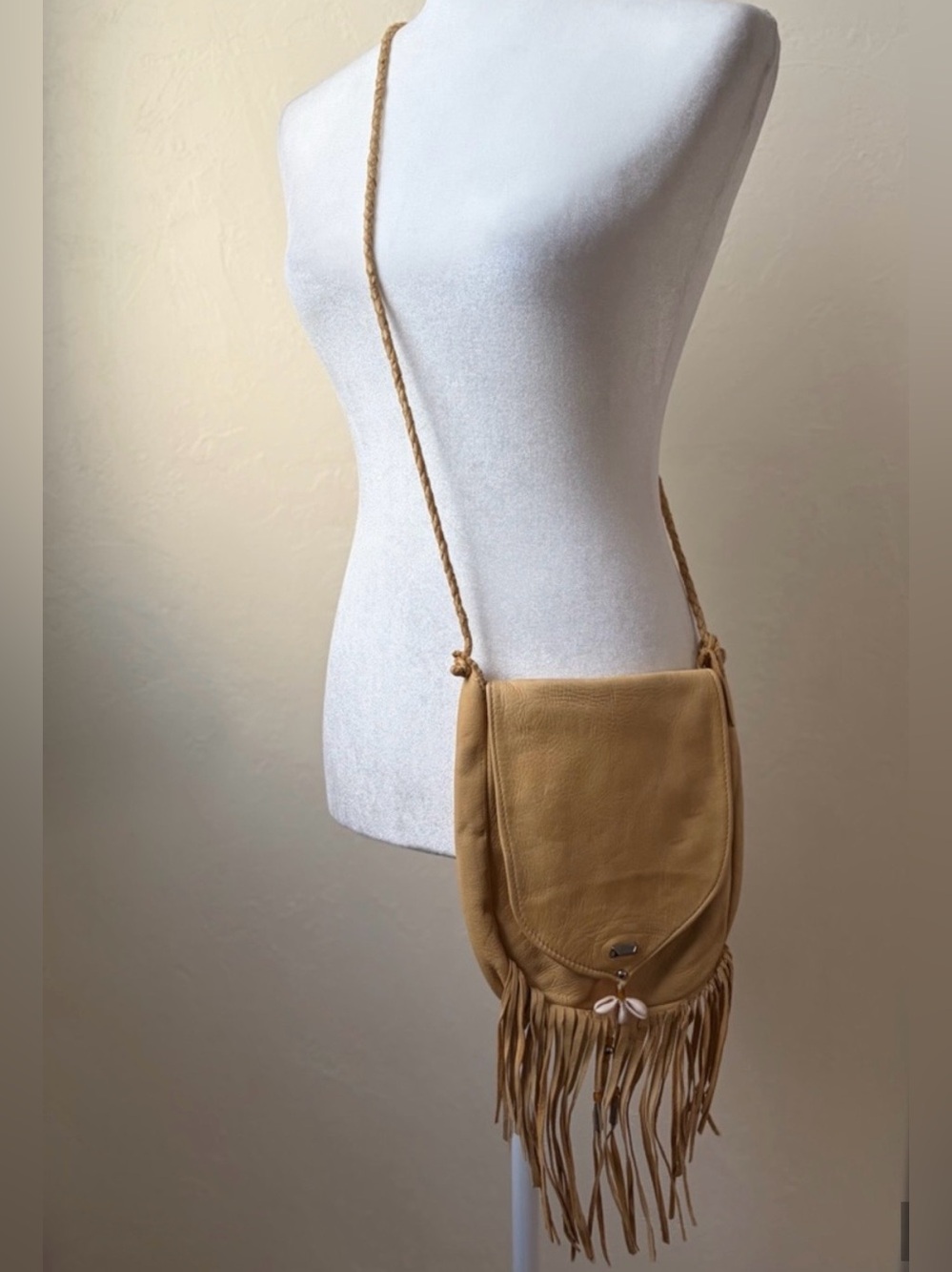 Vintage Elaine Snyder Buckskin Clothier Fringe Crossbody Bag Montana Made